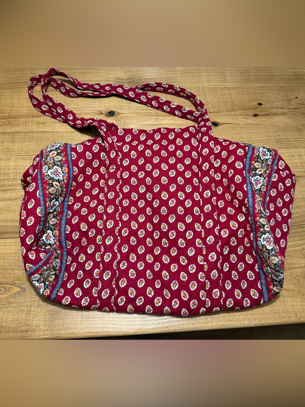 Vintage XL Vera Bradley Tote Bag - Red Floral Quilted Pattern